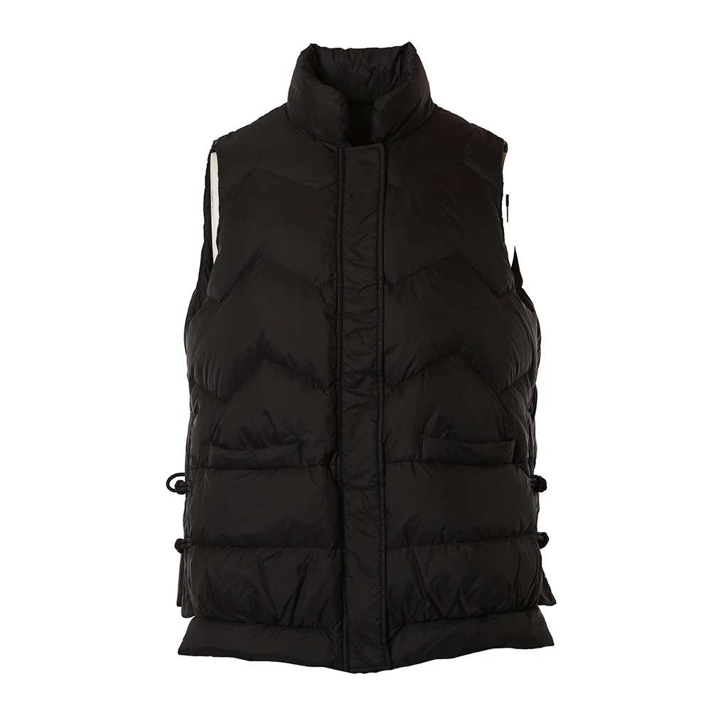 RTS Розничная Продажа Модный логотип под заказ черная пуховая жилетка для женщин