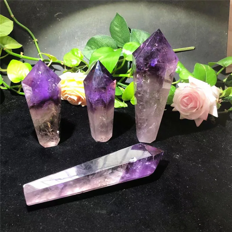 Wholesale Natural Stone Quartz Amethyst Crystal Point Wand Healing Obelisks Wands