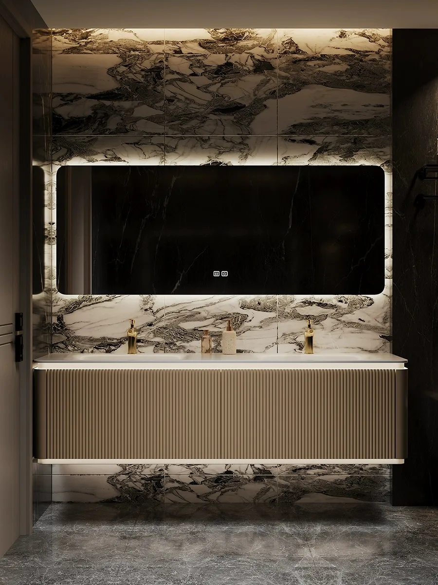 Different sizes Double Sink Vanity Cabinet Wall-Mounted Smart Home LED Mirror for Bathroom bathroom vanities