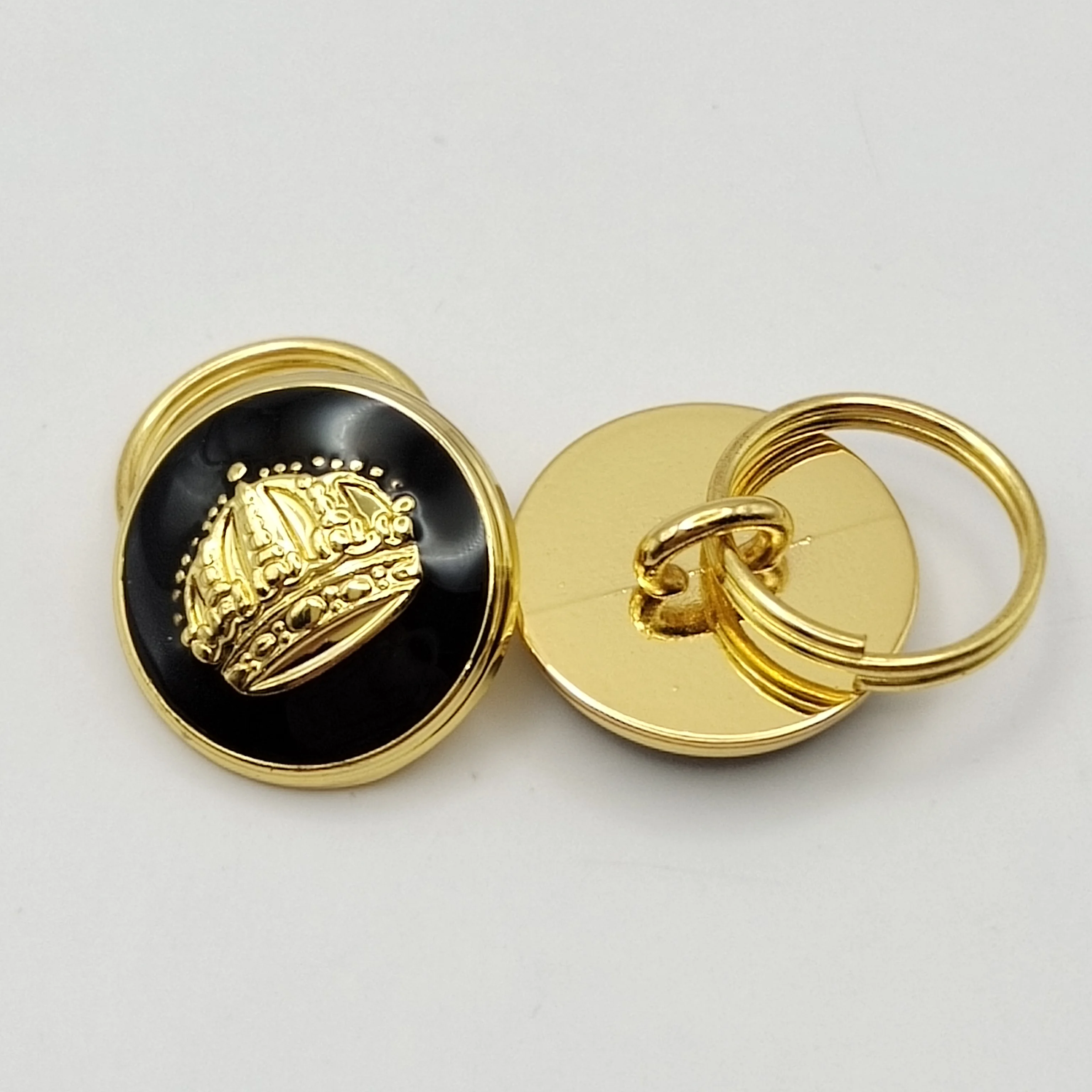 Nickel-Free High Quality EM ODM Custom Logo Zinc Alloy Crown Head Fancy Golden Sewing Button for Men Blazer Coat