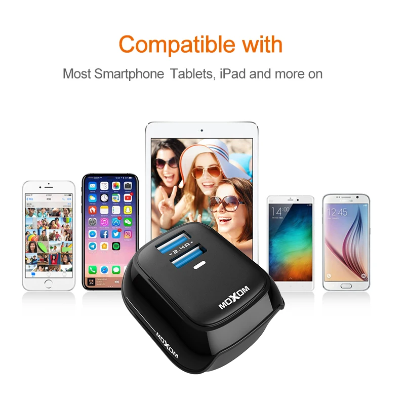 MOXOM 2.4A Home Charger UK Plug 2USB Charger Hot Selling Phone Charger