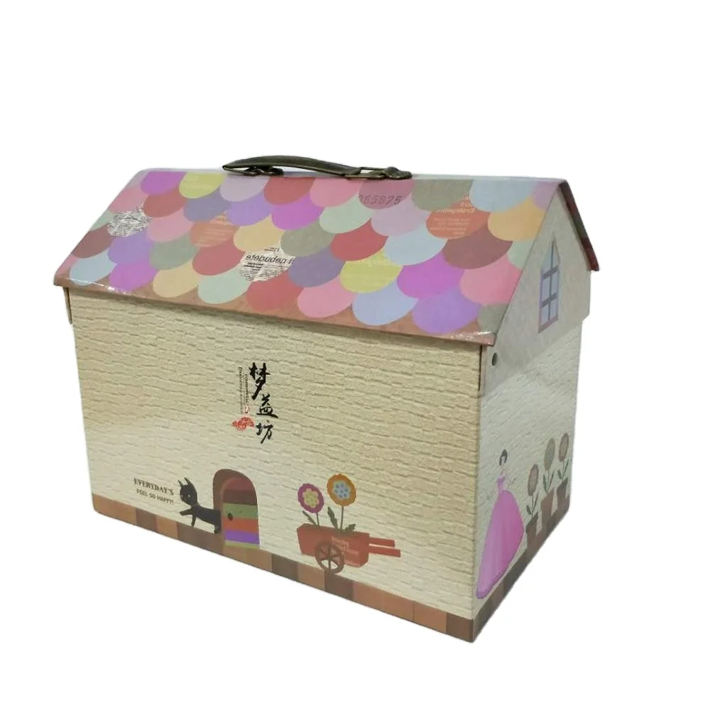 House shape  cardboard suitcase box for kids clothes packing box