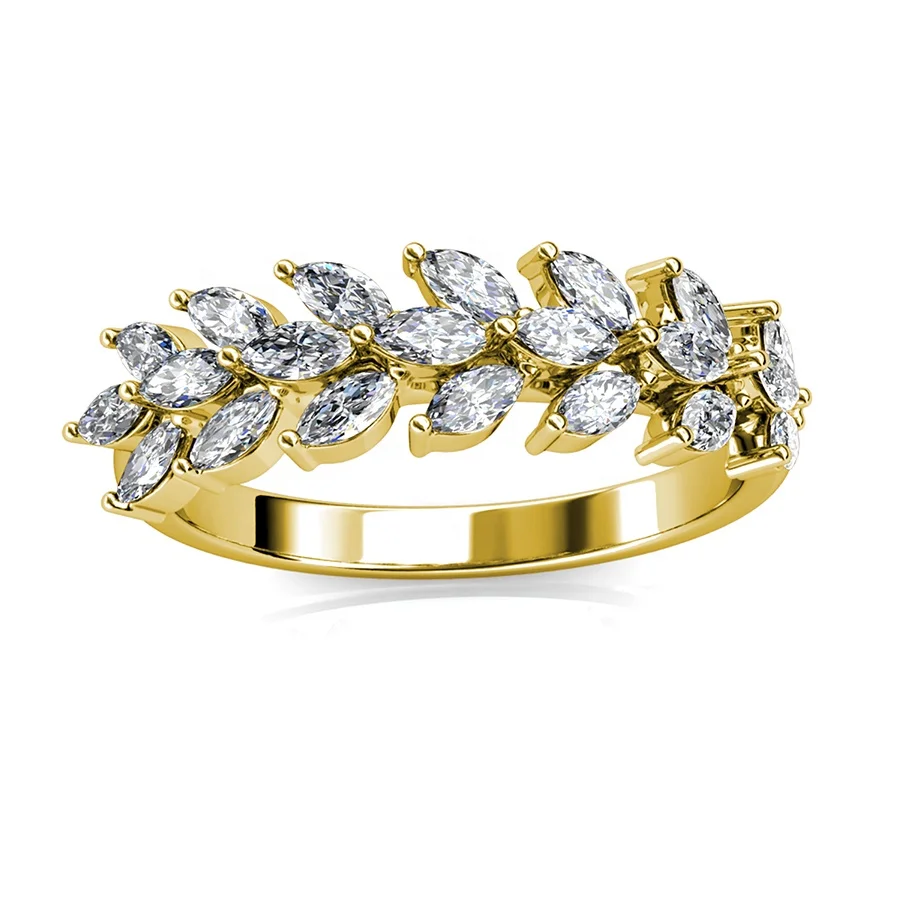  Destiny Jewelry новые роскошные брендовые ювелирные изделия 2021 CZ позолоченные кольца вечности с оливковым листом для женщин