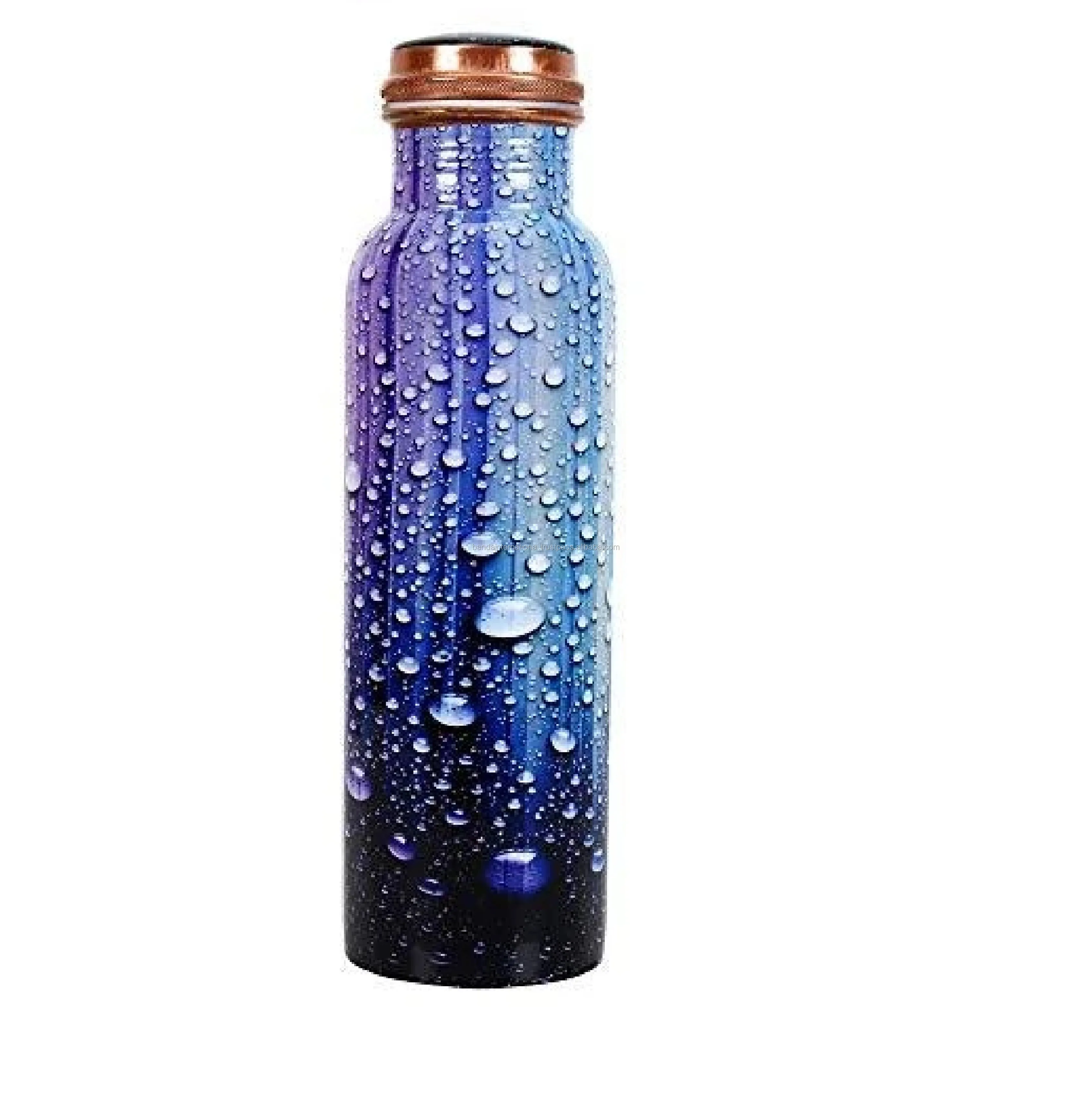 High Quality Pure Copper Printed Water Bottles Wholesale Copper Moscow Mule Bottle Made India