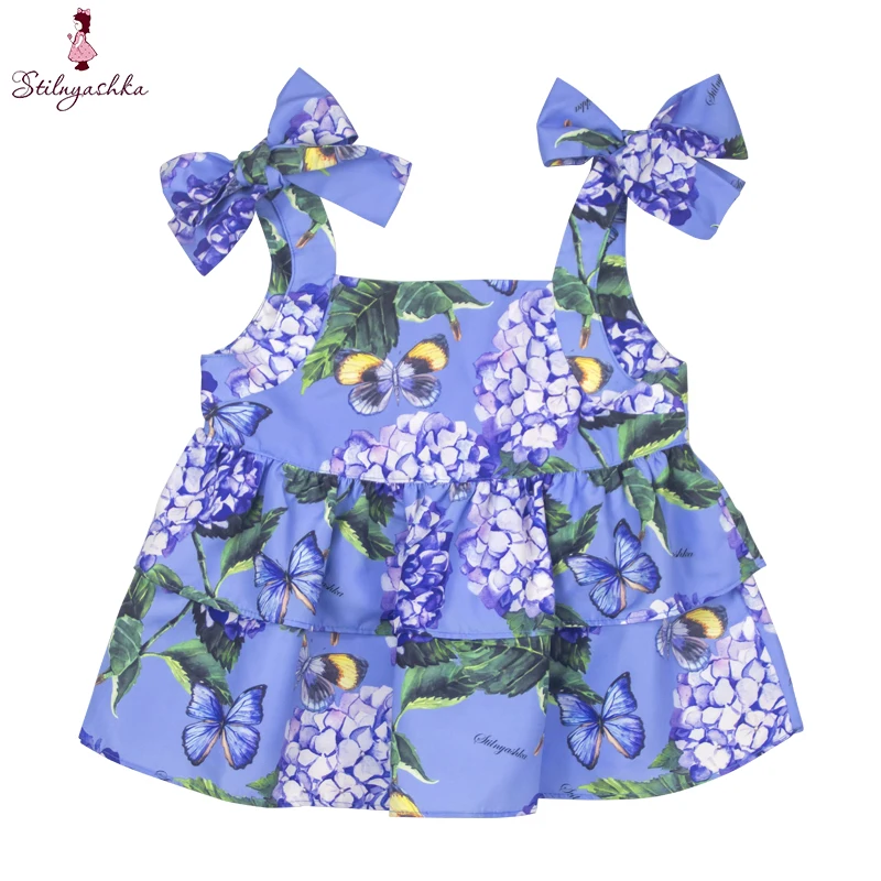 
Blue Polyester Kids Clothes Toddler Girls T Shirt 3 Years Baby Tops for Summer 