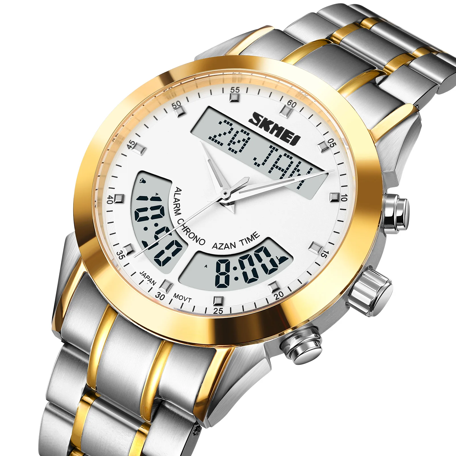 SKMEI Q036 Muslim Azan Watch with Qiblah Compass Islam Mosque Prayer Wrist Clock AL Harameen Fajr Time Makkah Wristwatch