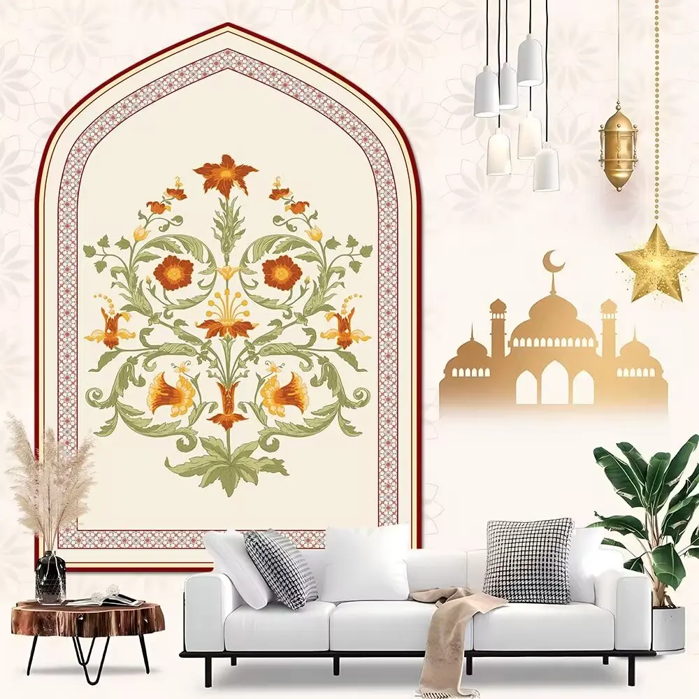 Living room carpet muslim islamic persian style mat for prayer and meditation faux cashmere tpr soft rug made in China