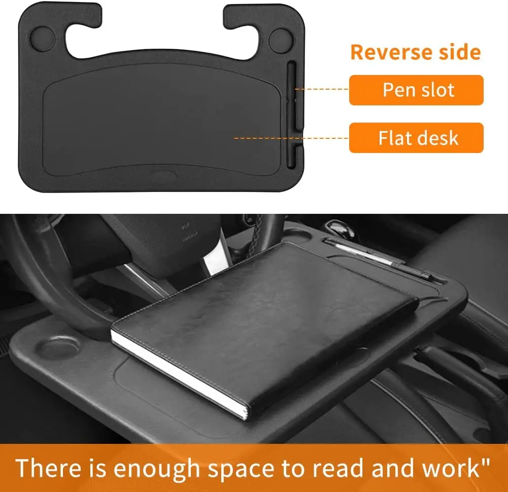 Car Steering Wheel Desk | Food Table for Car | Steering Wheel Tray for Constant Travelers, Fits Most Vehicles Steering Wheels
