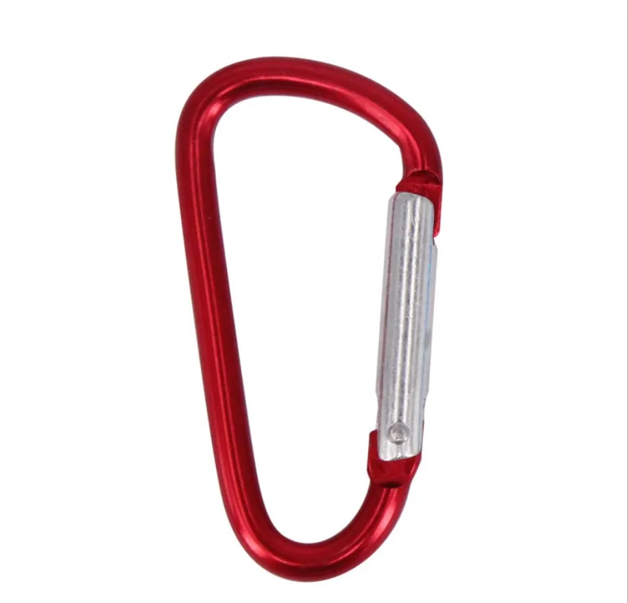 HXY 56*28*4.3MM Custom 6# 6CM D Shape Mini Carabiner Keychain Aluminum Carabiner Locking Snap Hook For Camping, Promotional Gift