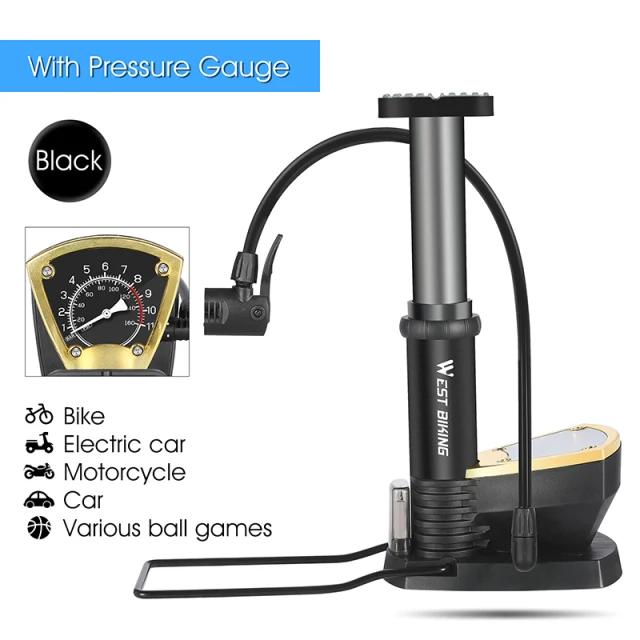 Bicycle Foot Pump portable High Pressure Gauge Inflator 140PSI Cycling Air Pump Presta Schrader Valve MTB Road Bike Pump