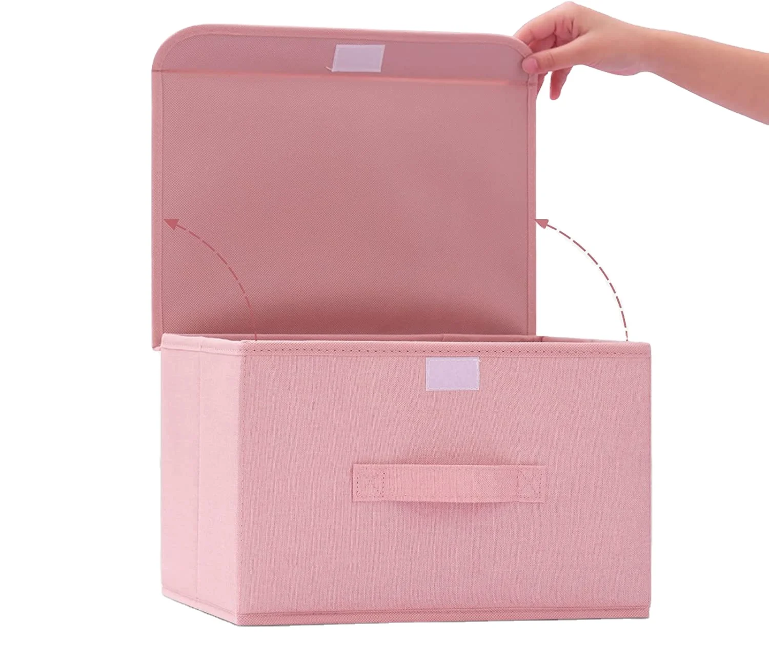 Pink Cotton Linen Fabric Storage Box Home Foldable Storage Organizer