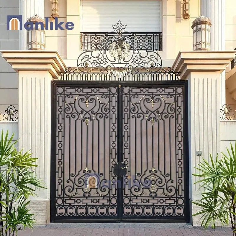 Anlike Luxury Villa Garden Driveway Main Grill Gate Design Sliding Custom Entry Wrought Iron Gate For Home