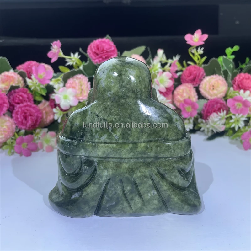Crystal Buddha Natural Healing Gemstone Xiuyan Jade Happy Buddha Crystal Craft For Decor