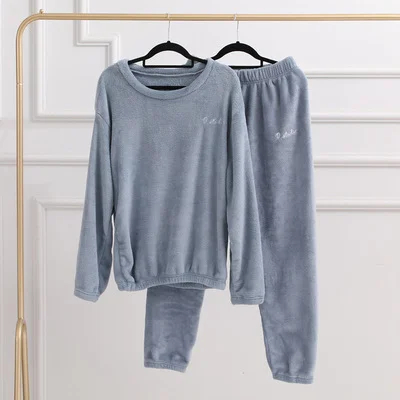 XQM Winter Coral Fleece Home Wear Pajamas Wear Casual Lazy Pants Loose Warm Suit for Women