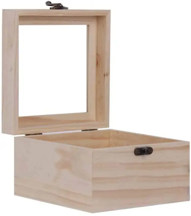 Glass Lid Wooden Gift Box Storage Box Flower Packaging Box