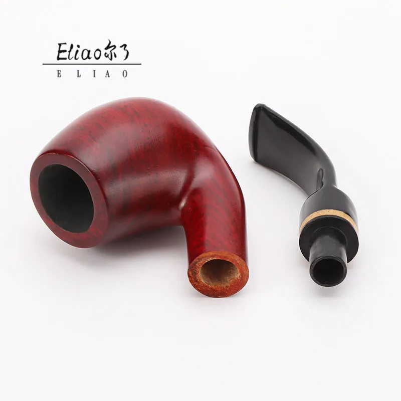 Erliao Classic Red Sandalwood Pipe Tobacco Smoking Add Circle Wood Grain High quality Smoking Pipe