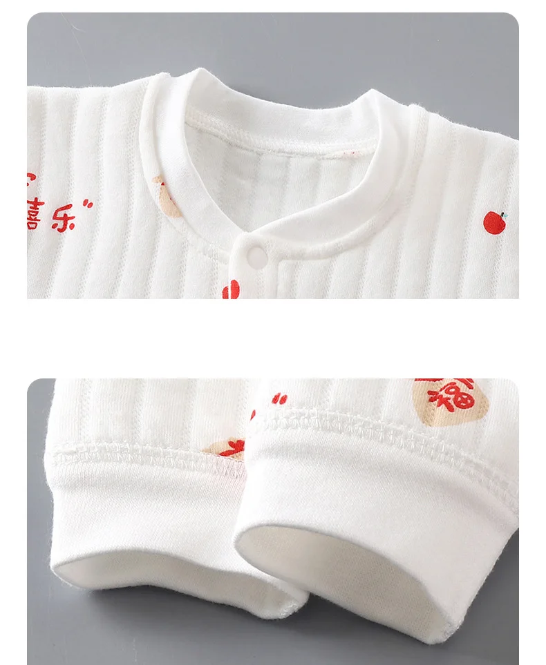 One-piece autumn and winter baby boys and girls three-layer cotton climbing clothes pure cotton clothes boneless baby clothes