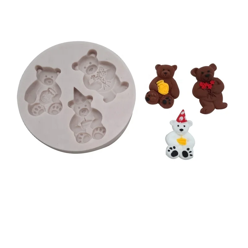 Hot Sale Lovely Baby Bear Family Shape Cake Decorating Tools Baking Mold Fondant Silicone Mold