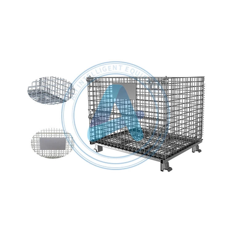 Large Folding Galvanized Welded Stackable Wire Mesh Containers Industrial Warehouses
