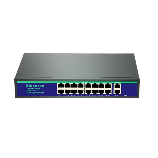 Hisource Ethernet Switch Pasive 250w Smart 16+2 Port  Network Switch PoE Switches