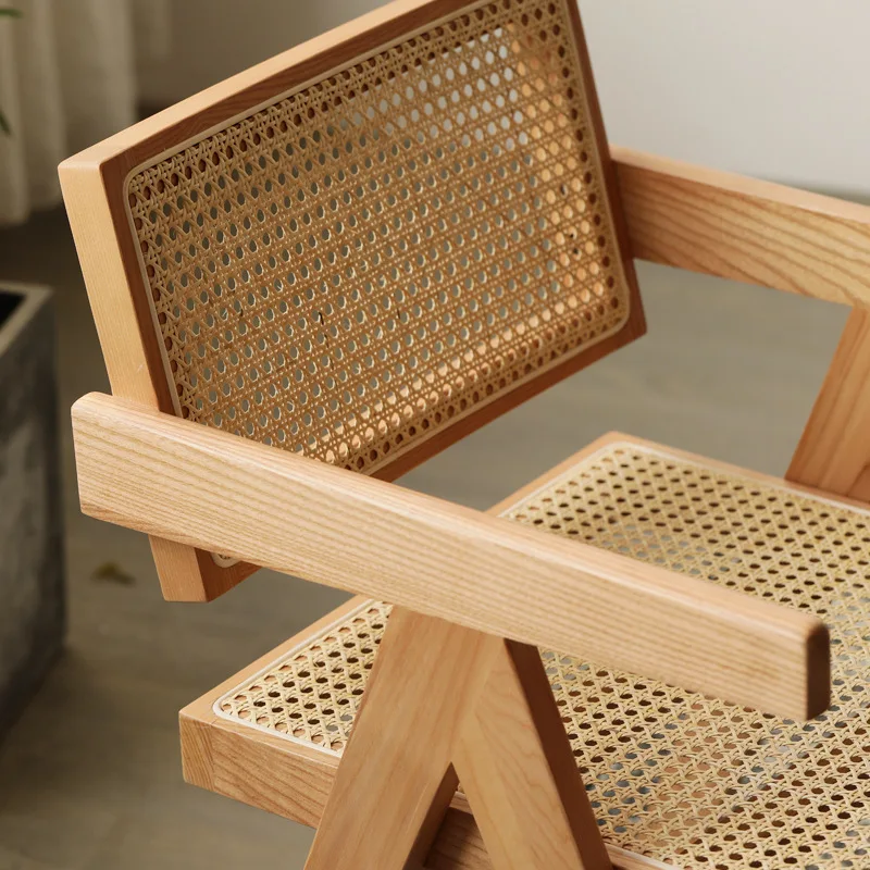 Modern Wooden Dining Room Chair Restaurant Rattan Furniture Minimalist Style Chair