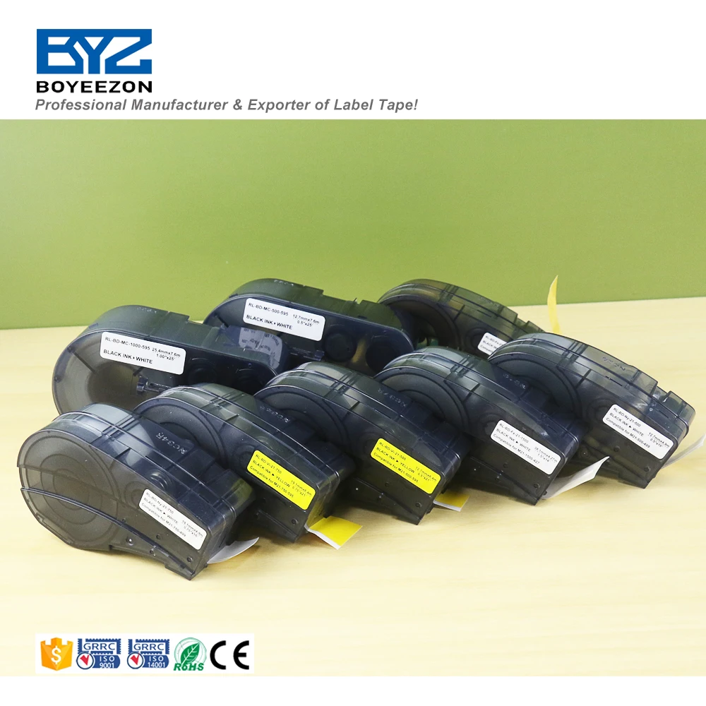 Boyeezon лента метки на желтом/белый Brady этикетка совместимый для M21-750-595 19 05 мм * 6 4 м черно-белая коробка принтер печати этикеток