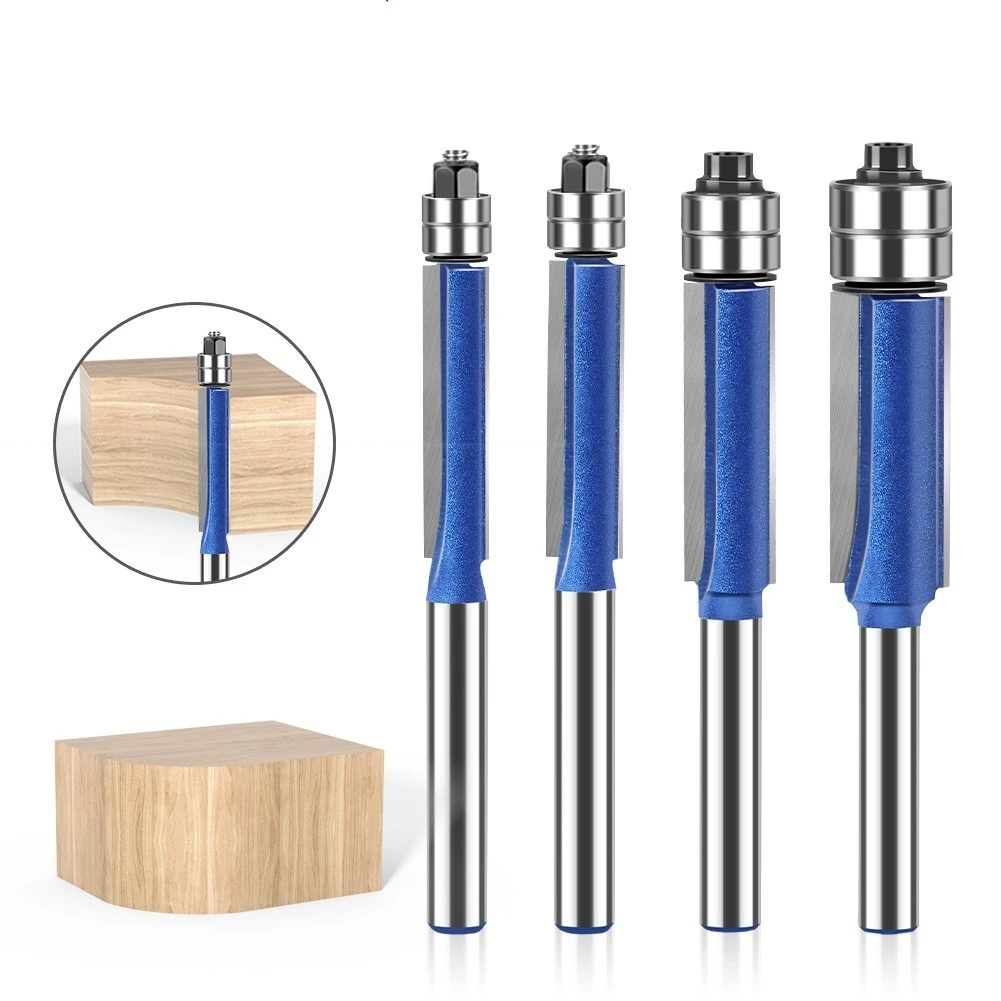 4pcs set 30mm double bearing woodworking tungsten milling cutter slotted flat end straight cut carbide end mill