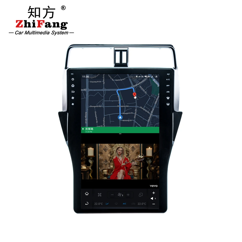 2K 16 inch android 11.0 car video stereo vertical screen dvd player for toyota 2018 Prado car multimedia gps navigation 8/128GB