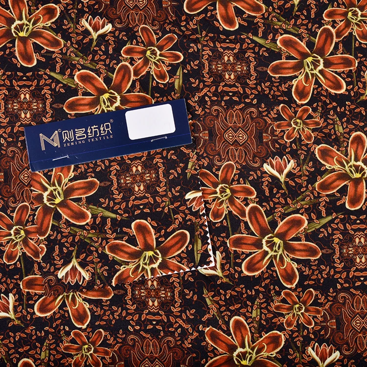 120d viscose 30s rayon 21s tencel linen blend Retro tradition original floral printed fabric for women