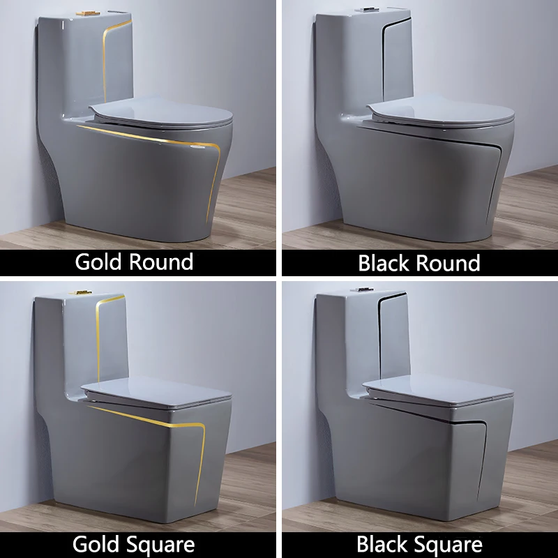  Grey Gold Bathroom Ceramic Washdown Toilets One Piece WC P-trap/S-trap Colored Gray Toilet