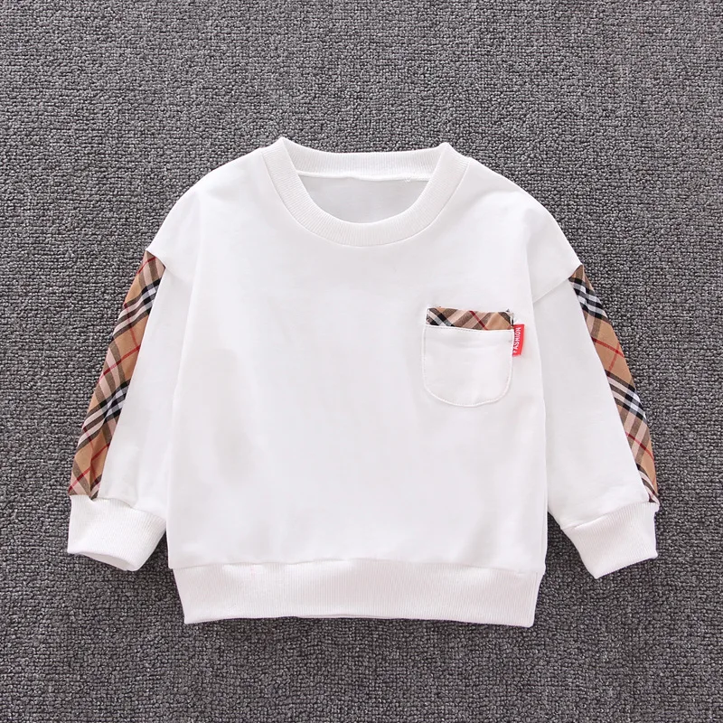 Комплекты одежды для мальчиков, Детский свитер, спортивные комплекты в клетку, подходящие цвета, для мальчиков и девочек, с длинным рукавом, оптовая продажа из двух предметов