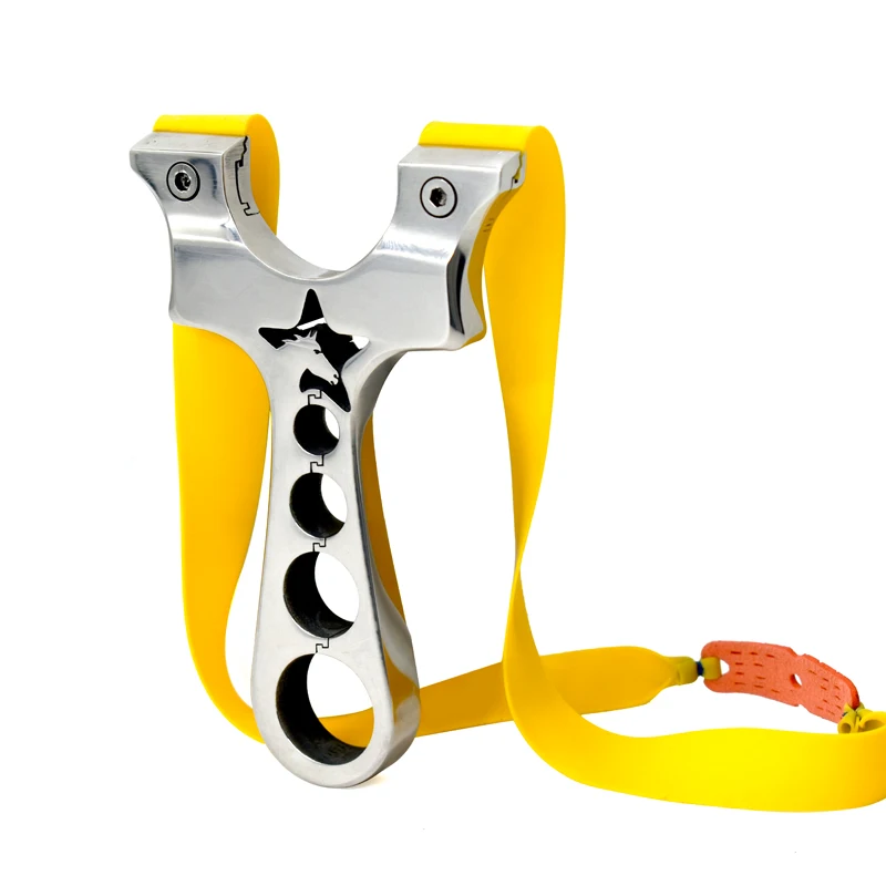 Piaoyu Новый Нержавеющая сталь катапульта Рогатка с плоской резиновой лентой рыбы съемки и hutnting резные Мощная Рогатка