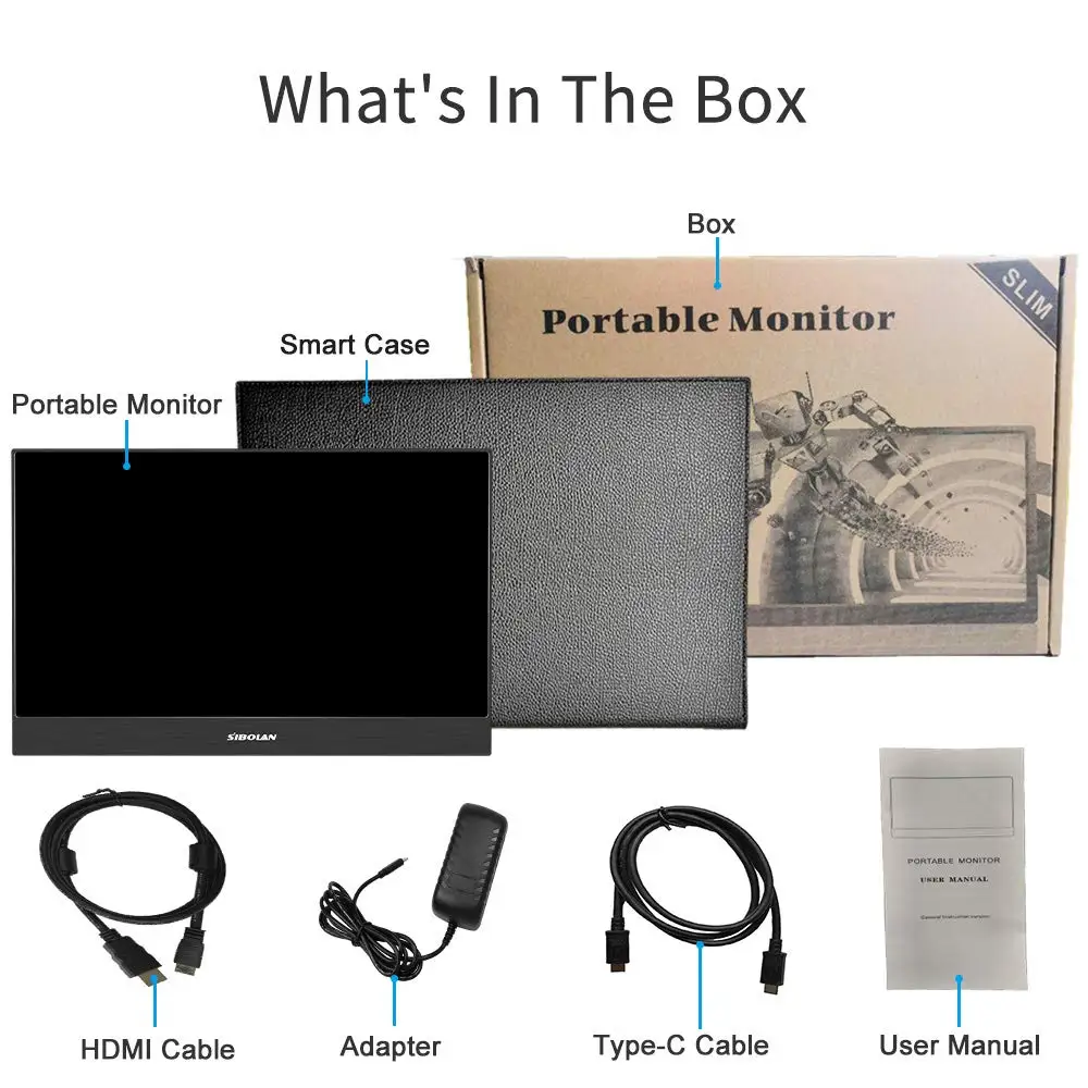 Sibolan best 4k portable gaming monitor 15.6 inch USB Type C 3840 x 2160 HDR ips 5mm slim for computer pc switch ps4 pro