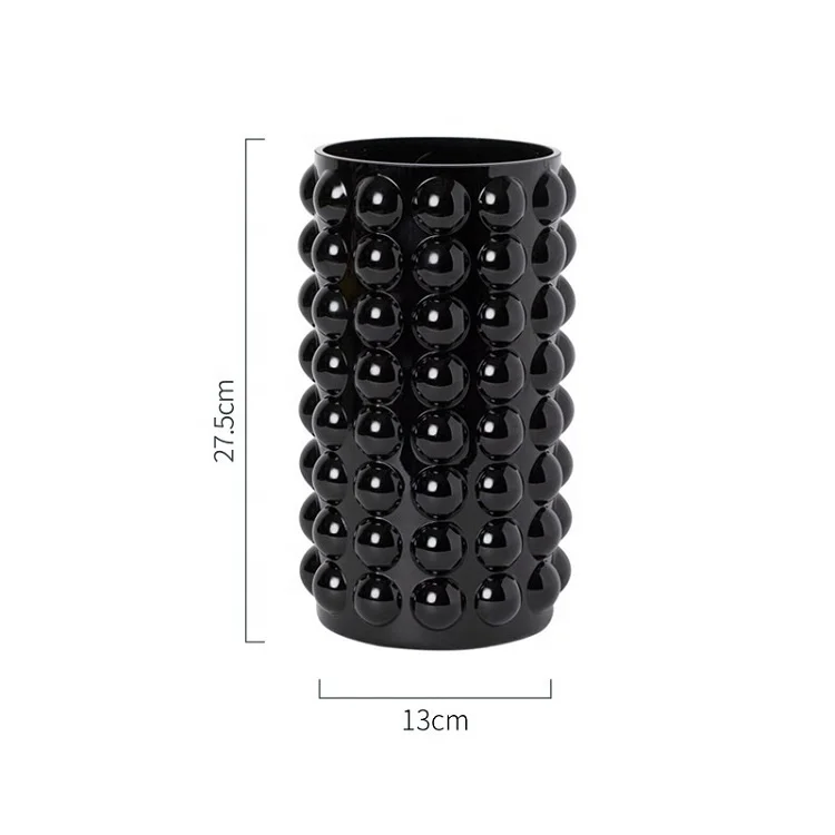 WONDER    Hot Selling Nordic living room flower dot glass flower vase black color flower vase wholesale