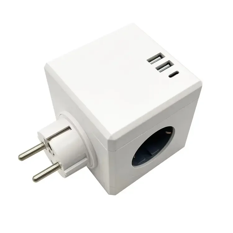 2 USB 1 Type C charging Socket  German 3 Way  Cube Power adapter