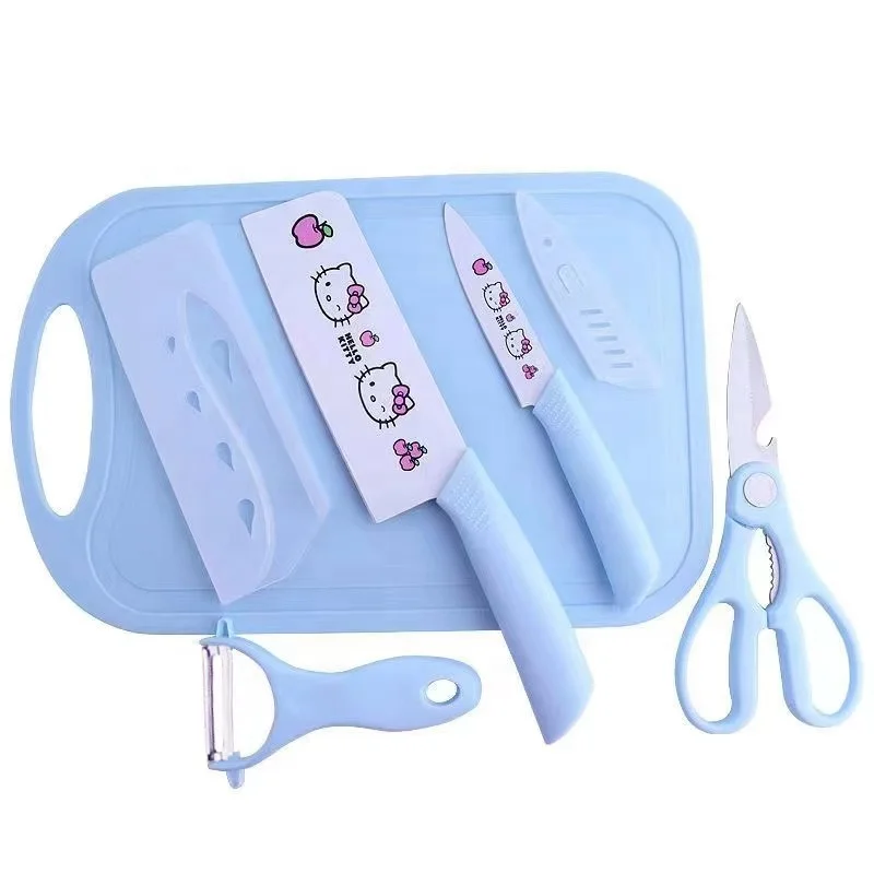 2024 Hot Stainless steel kitchen knife combination cutting board baby fruit knife kitchen tool for the baby