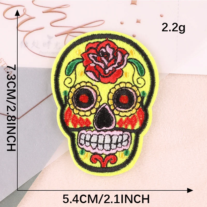 Wintop Hot Sale Mexico Style Embroidered Sugar Skull Patch Non-Woven Iron-On for Jackets & Coats Fabric from PVC Felt