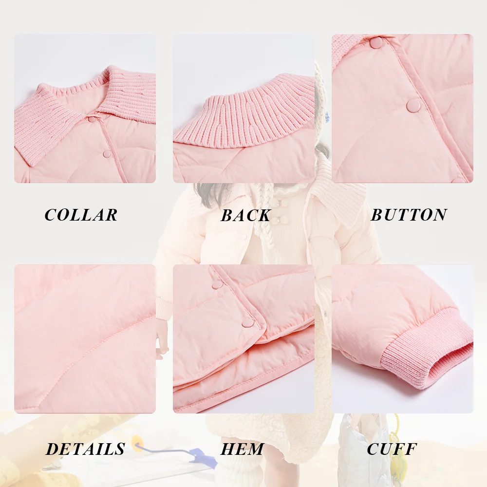 Girls Winter Coats & Outfits Soft & Warm White Duck down Filled Rose Red Flowers Ornaments on a Light down Jacket