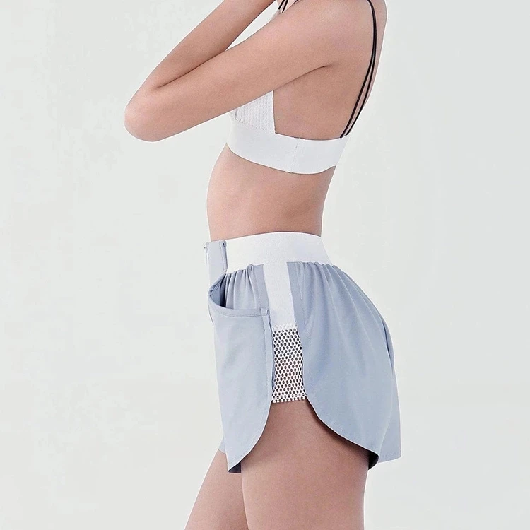 
best quality manufacture mesh side panels custom women gym sports shorts 