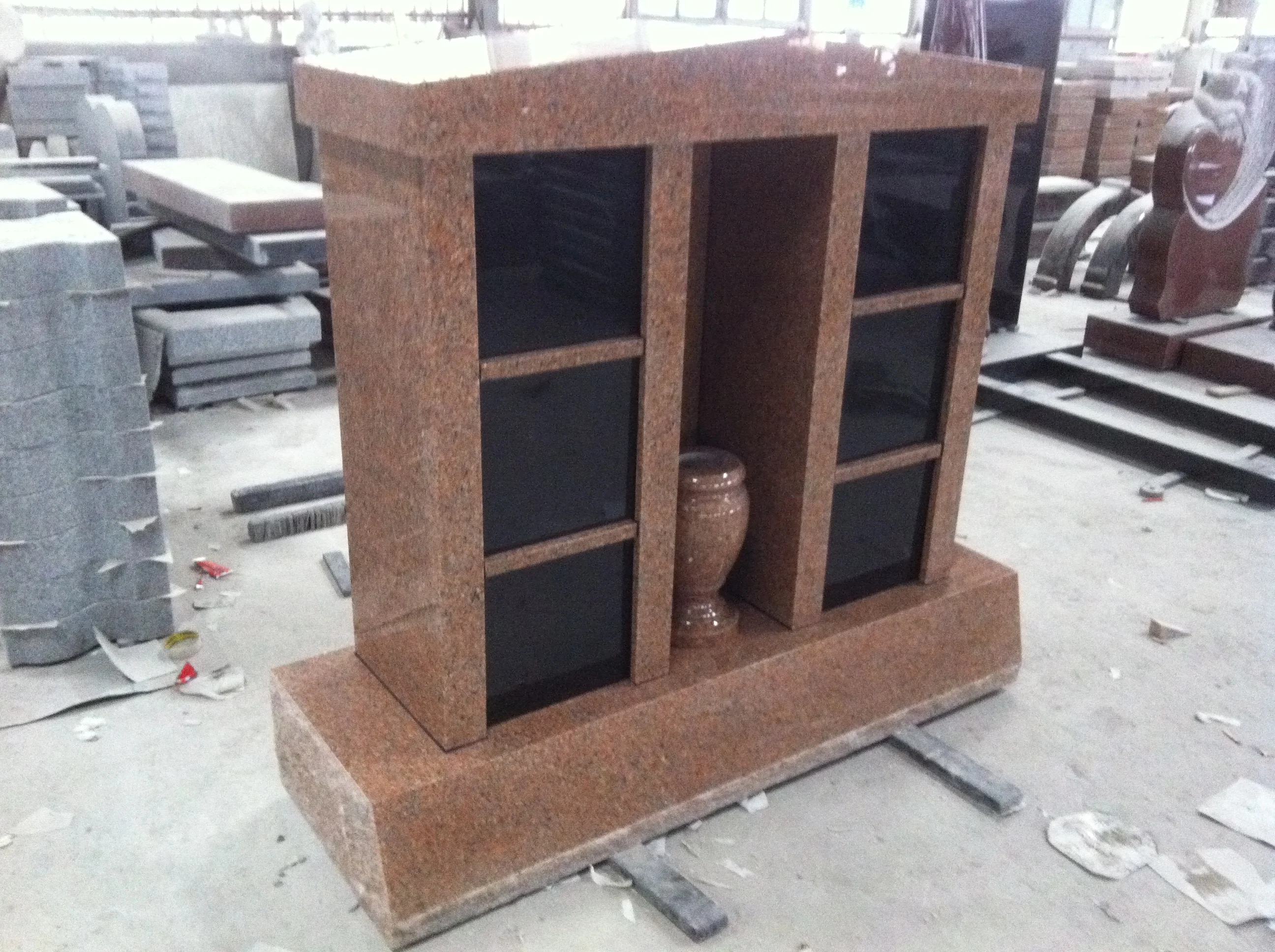 Mausoleum Cremation Urn Columbarium Red Granite Tombstone