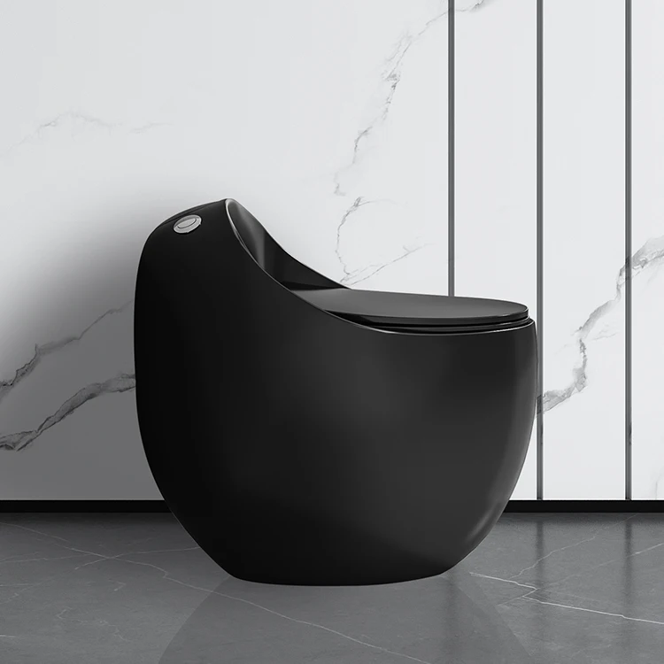 Sanitary ware one piece ceramic round egg shaped matt black toilet
