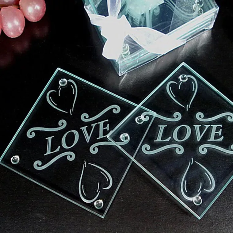 High quality and cheap price easy clean glass material cutting board mats set drinks cup mat drink reminder pad best on sale