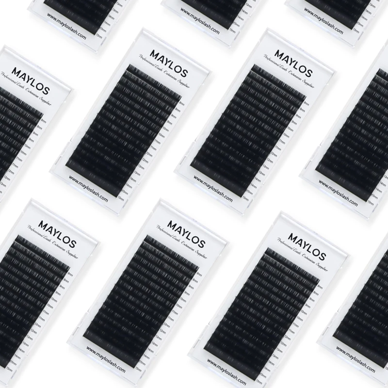 Maylos Eyelash Extension Supplies Dark Matte Cashmere Lash Trays 13-20mm Fluffy Lash Extension Trays