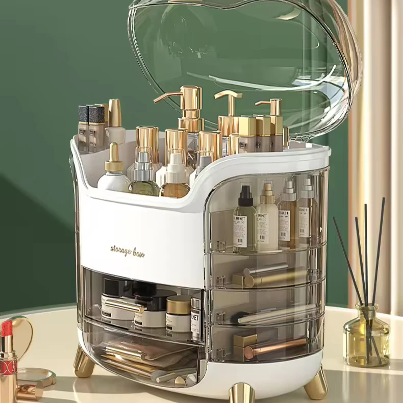 GREENSIDE Custom Portable Makeup Storage Organizer Exquisite Plastic with Lid Custom Portable Makeup Storage Box Cosmetic Use