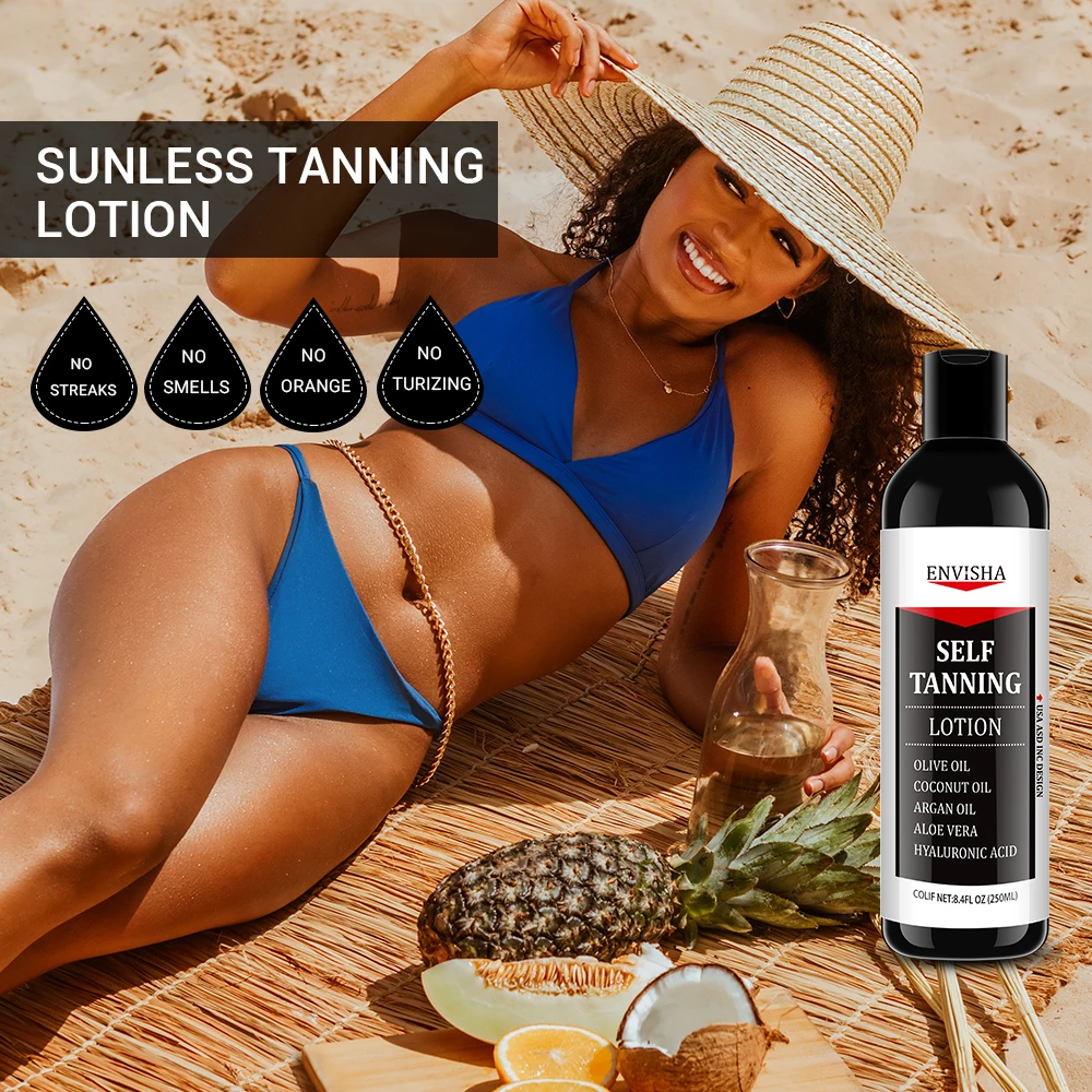 Organic Vegan Tanning Lotion Gel UV Sun Protection Body Bronzer Skin Care Moisturizing Browning Product Tanning Cream Lotion