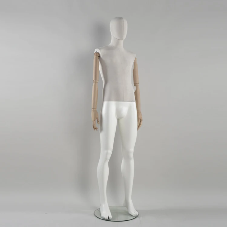 vintage fabric wood arm male mannequin, suit display men mannequin