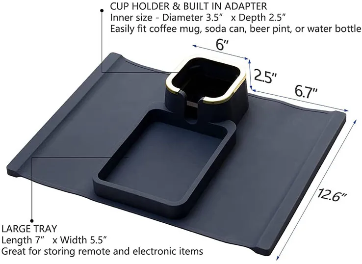 Amazon Hot Silicone Couch Sofa Non Slip Cup Bottle Holder Tray for Multifunction Pad and Arm Chair Couch Caddy