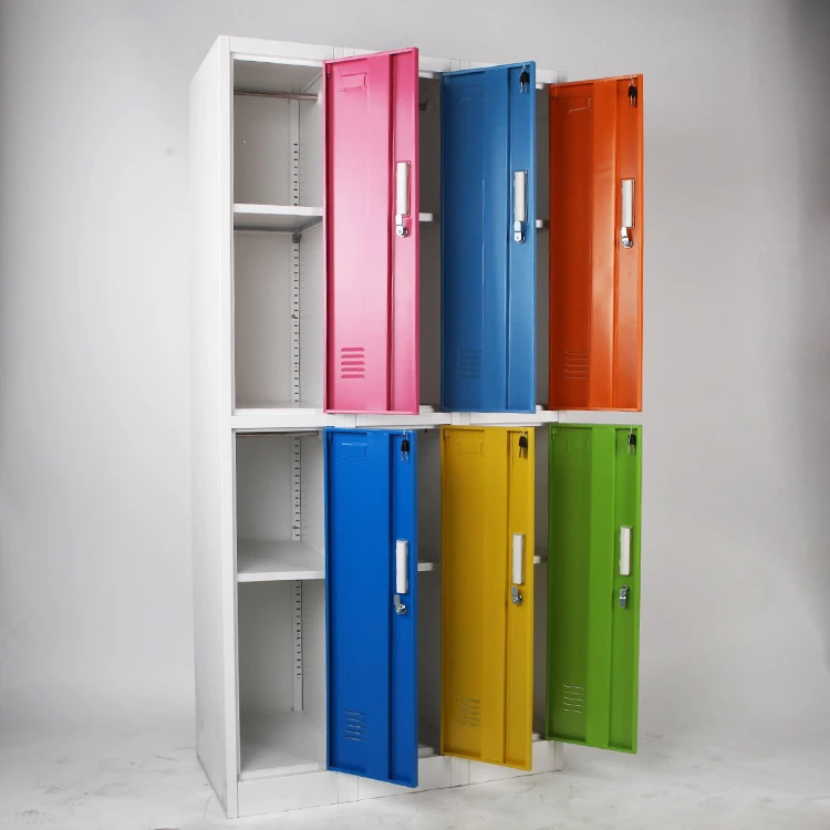 Teenage Bedroom Wardrobe Furniture/2 Tier Light pink 6 Door Metal Girls Locker Style Storage Cabinet in School