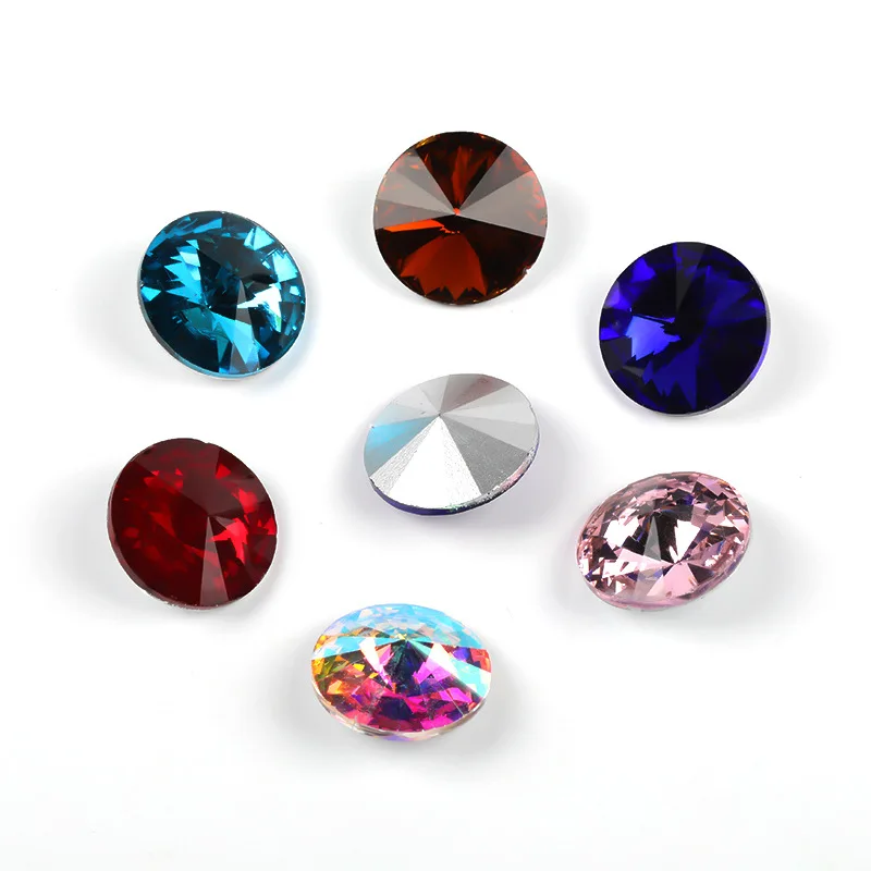 Wholesale Rivoli Shape Point Back Glue On Crystal Stones Rhinestones For DIY Jewelry Making Nail Art Garment