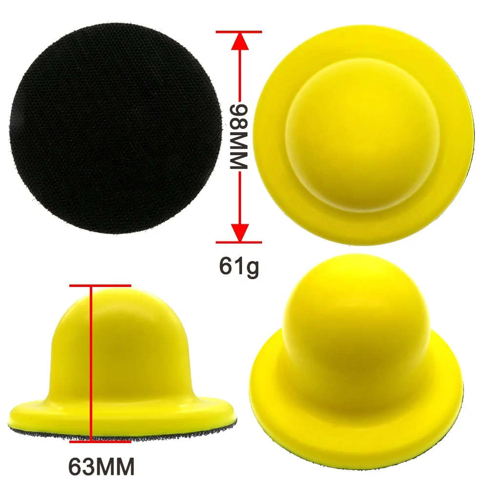 4 Inch Yellow Round Manual Hook and Loop Hand Sanding Pad Sanding Block Hand 98MM Hand Sanding Block For Wood Polishing